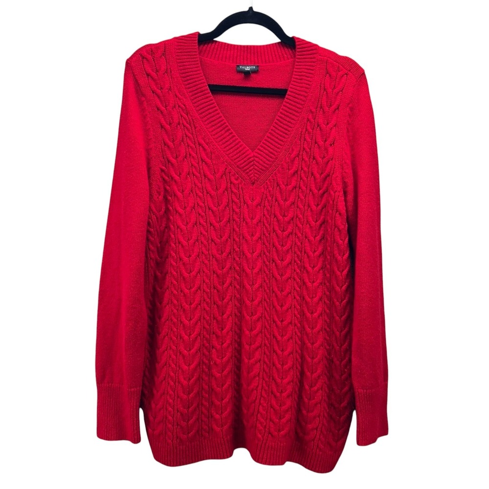 Talbots Lambswool Cable Knit‎ Sweater Red 1X